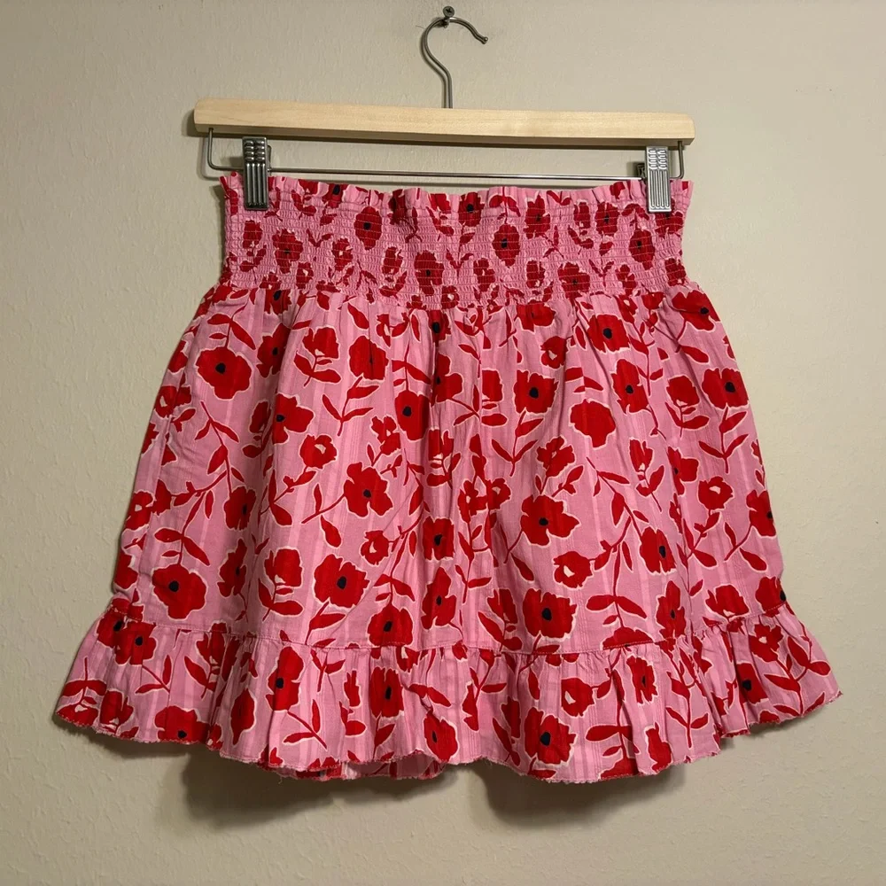 NWT Vineyard Vines Girls Floral Pink and Red Rock Rose Smoked Skirt Size L‎